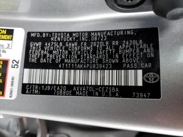 4T1T11AK4PU839423 - 2023 TOYOTA CAMRY SE NIGHT SHADE SILVER photo 12