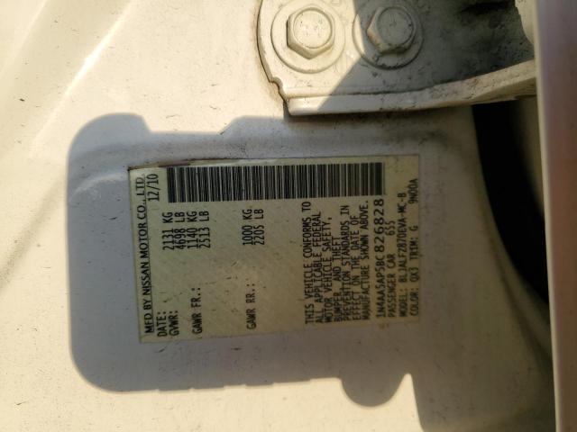 1N4AA5AP5BC826828 - 2011 NISSAN MAXIMA S WHITE photo 12