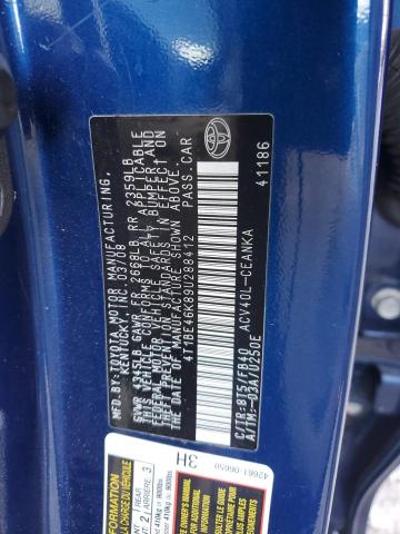 4T1BE46K89U288412 - 2009 TOYOTA CAMRY BASE BLUE photo 12