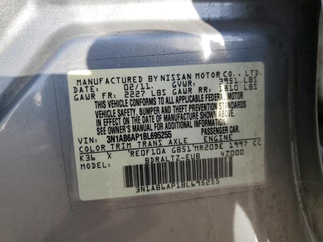 3N1AB6AP1BL695255 - 2011 NISSAN SENTRA 2.0 SILVER photo 12