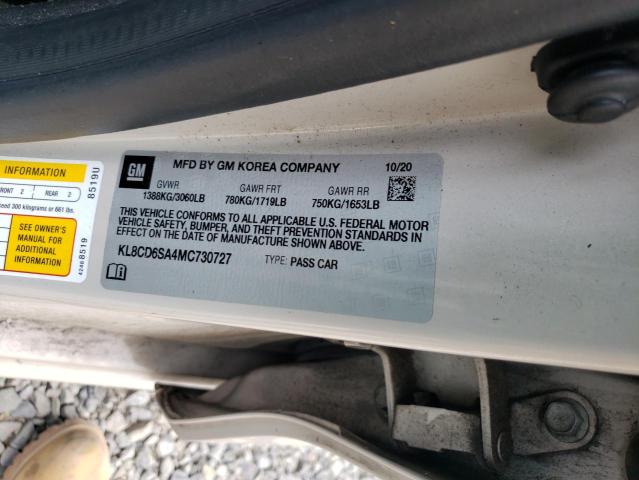 KL8CD6SA4MC730727 - 2021 CHEVROLET SPARK 1LT BEIGE photo 13