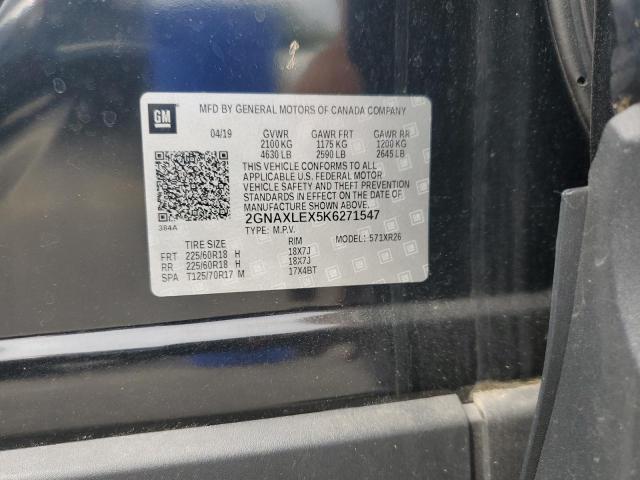 2GNAXLEX5K6271547 - 2019 CHEVROLET EQUINOX LT BLACK photo 12