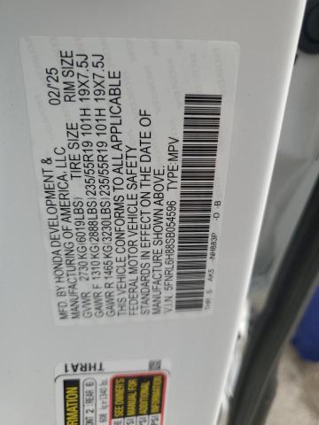 5FNRL6H88SB054596 - 2025 HONDA ODYSSEY TOURING WHITE photo 12