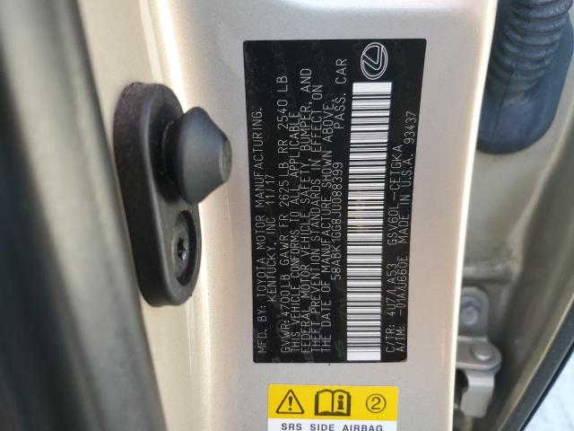 58ABK1GG8JU088399 - 2018 LEXUS ES 350 金色 照片 12