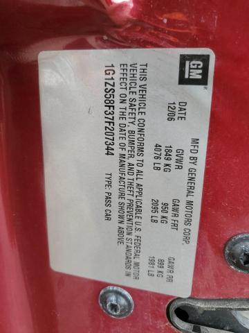 1G1ZS58F37F207344 - 2007 CHEVROLET MALIBU LS BURGUNDY photo 12