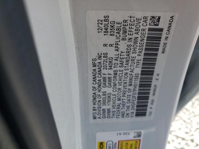 2HGFE2F57PH511593 - 2023 HONDA CIVIC SPORT 白色 照片 13