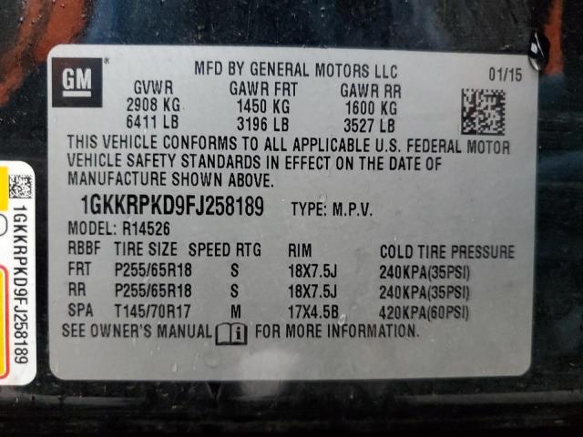 1GKKRPKD9FJ258189 - 2015 GMC ACADIA SLE BLACK photo 13