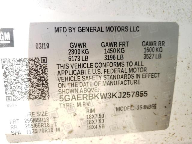 5GAERBKW3KJ257855 - 2019 BUICK ENCLAVE ESSENCE 白色 照片 13