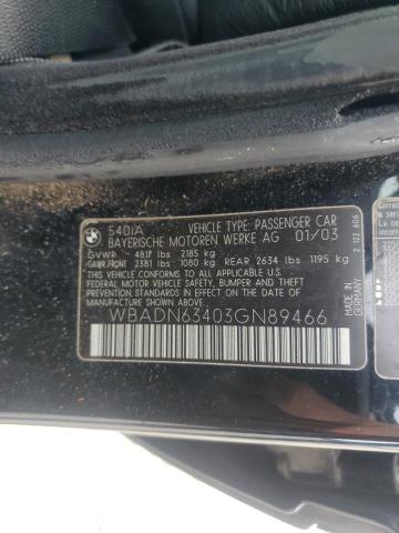 WBADN63403GN89466 - 2003 BMW 540 I AUTOMATIC BLACK photo 12
