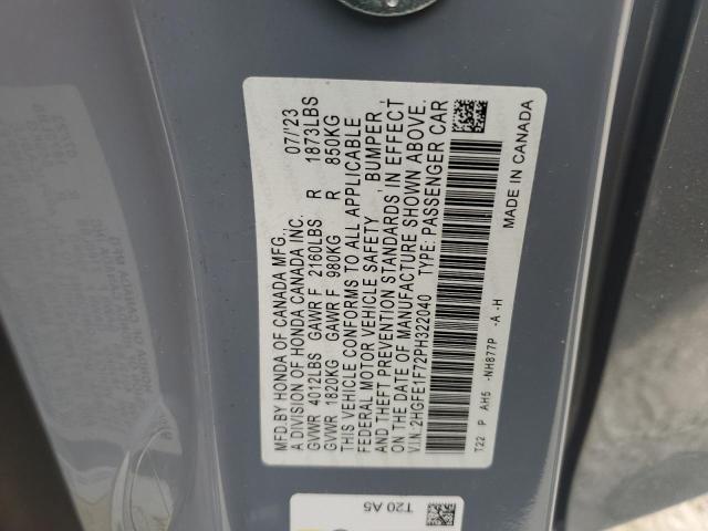 2HGFE1F72PH322040 - 2023 HONDA CIVIC EX Серебристый фото 13