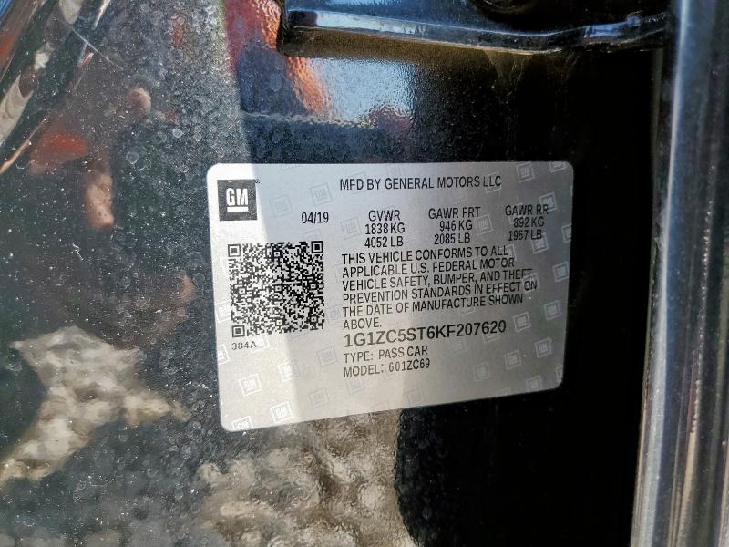 1G1ZC5ST6KF207620 - 2019 CHEVROLET MALIBU LS BLACK photo 12