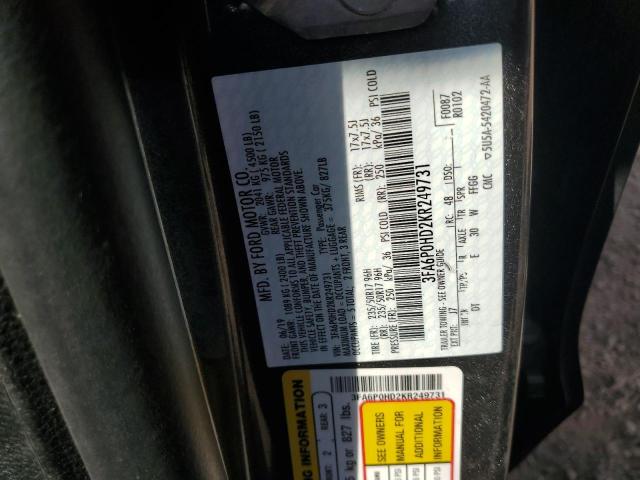 3FA6P0HD2KR249731 - 2019 FORD FUSION SE Gris photo 12