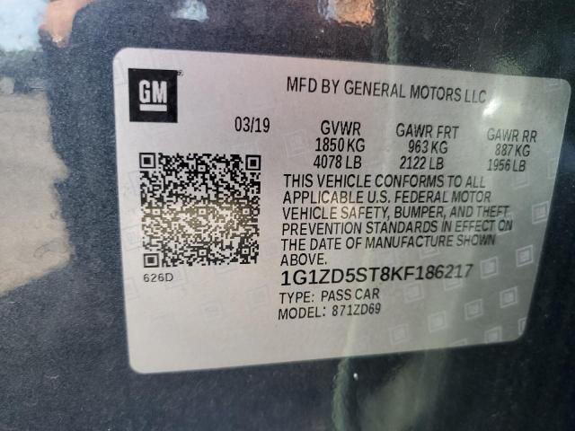 1G1ZD5ST8KF186217 - 2019 CHEVROLET MALIBU LT CHARCOAL photo 12