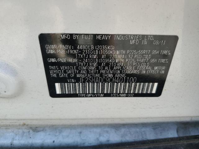 JF2SHADC9CH401100 - 2012 SUBARU FORESTER 2.5X PREMIUM WHITE photo 13