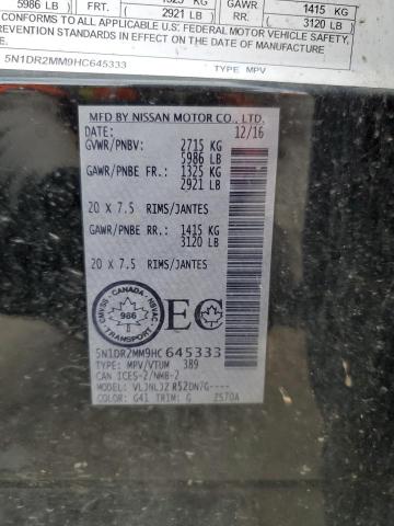 5N1DR2MM9HC645333 - 2017 NISSAN PATHFINDER S BLACK photo 13