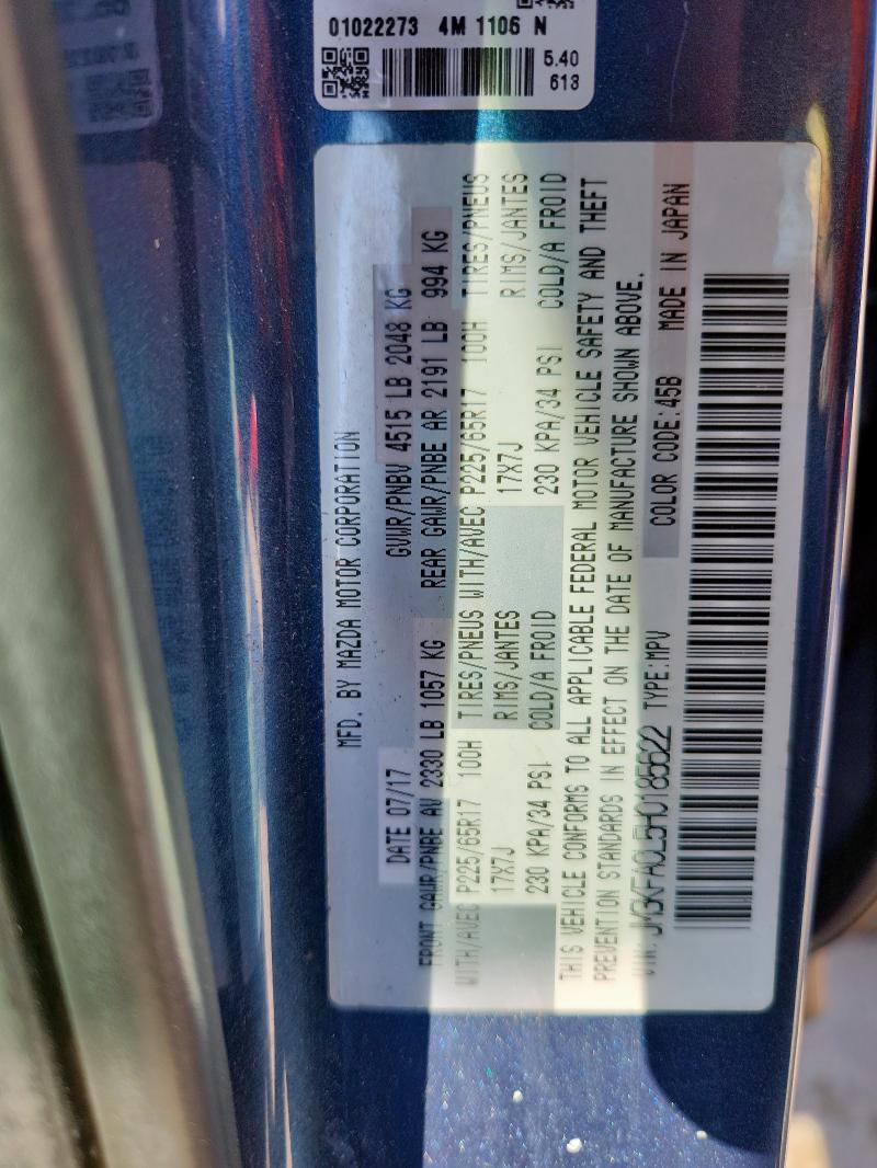 JM3KFACL5H0185622 - 2017 MAZDA CX-5 TOURING BLUE photo 14