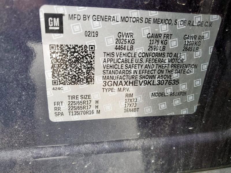 3GNAXHEV9KL307635 - 2019 CHEVROLET EQUINOX LS 蓝色 照片 13