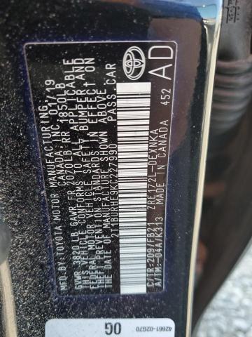 2T1BURHE9KC227990 - 2019 TOYOTA COROLLA L 黑色 照片 12