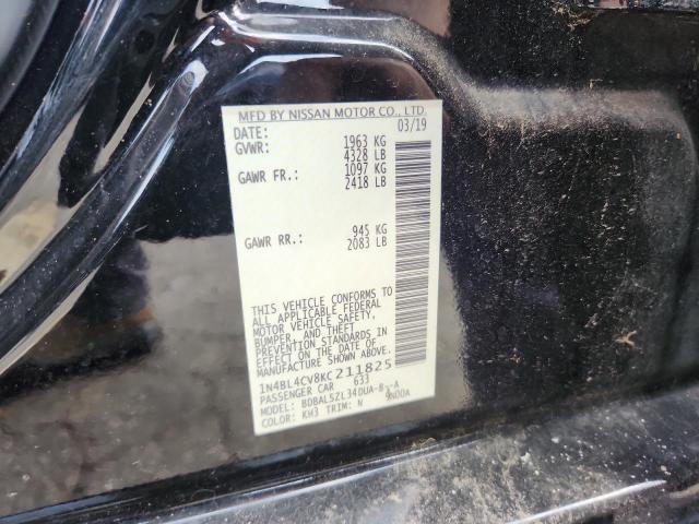 1N4BL4CV8KC211825 - 2019 NISSAN ALTIMA SR BLACK photo 12