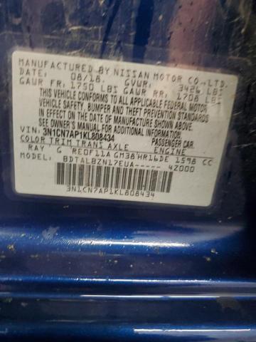 3N1CN7AP1KL808434 - 2019 NISSAN VERSA S ლურჯი ფოტო 13