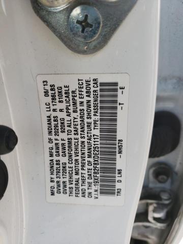 19XFB2F8XDE251117 - 2013 HONDA CIVIC EX WHITE photo 13