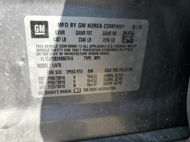 KL7CJPSB2KB867616 - 2019 CHEVROLET TRAX 1LT Boz foto 13