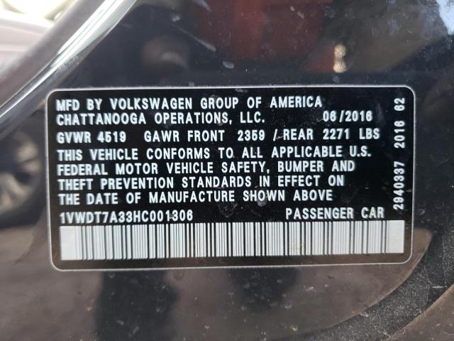 1VWDT7A33HC001306 - 2017 VOLKSWAGEN PASSAT R-LINE გრაფიტი ფოტო 12