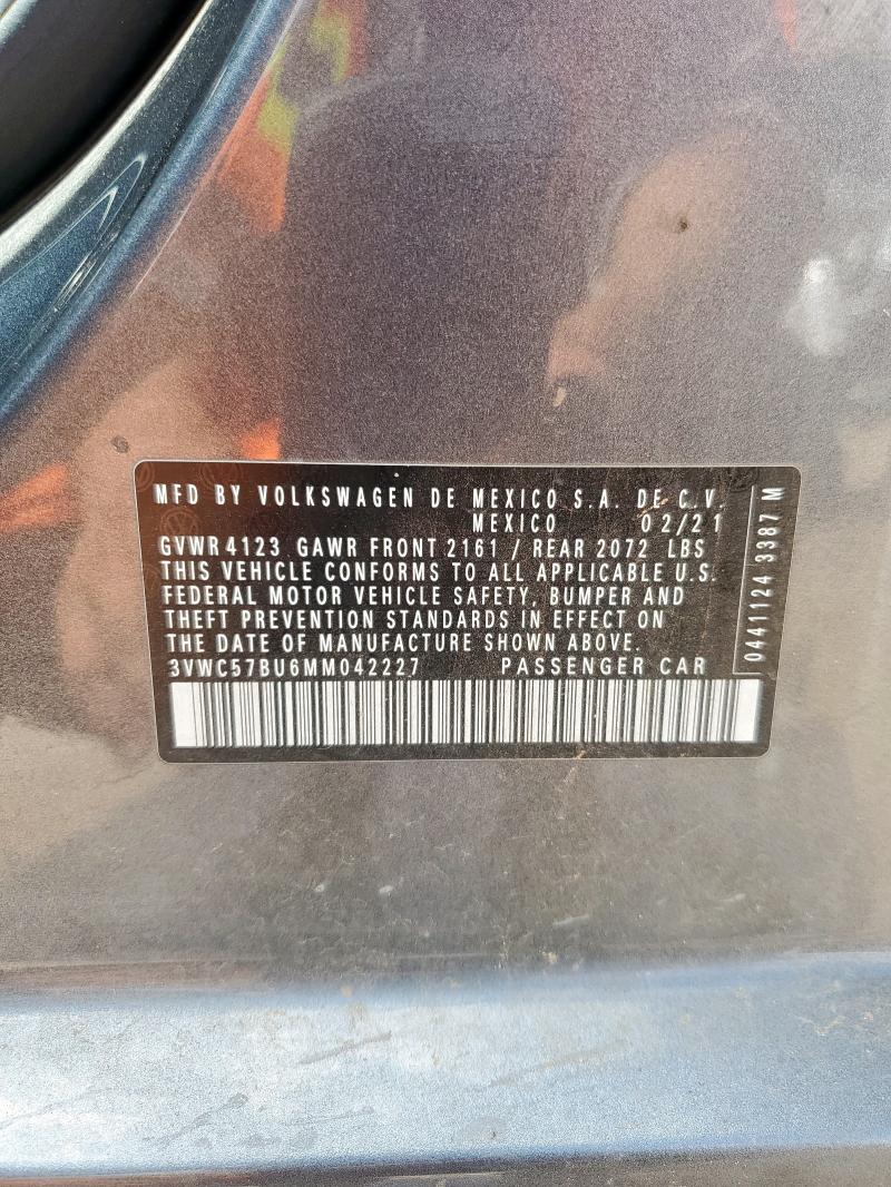 3VWC57BU6MM042227 - 2021 VOLKSWAGEN JETTA S CHARCOAL photo 13