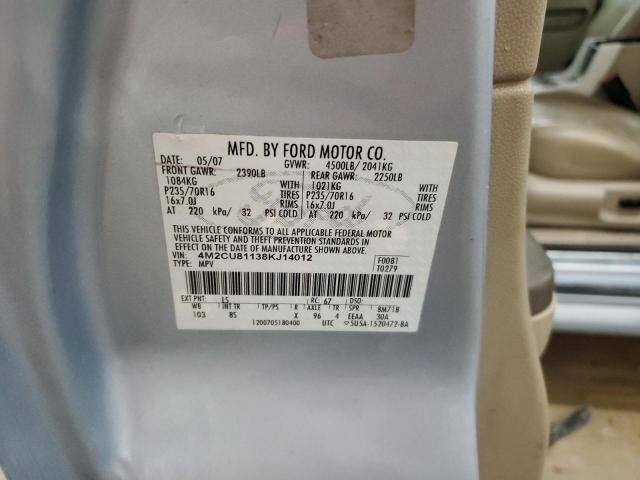 4M2CU81138KJ14012 - 2008 MERCURY MARINER Mavi foto 13