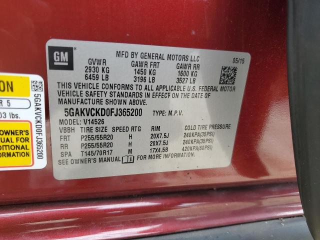 5GAKVCKD0FJ365200 - 2015 BUICK ENCLAVE برغندي صورة 13