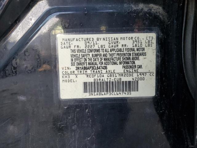 3N1AB6AP3CL647435 - 2012 NISSAN SENTRA 2.0 BLACK photo 12