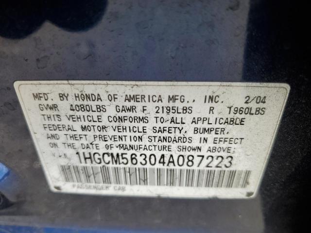 1HGCM56304A087223 - 2004 HONDA ACCORD LX BLUE photo 13