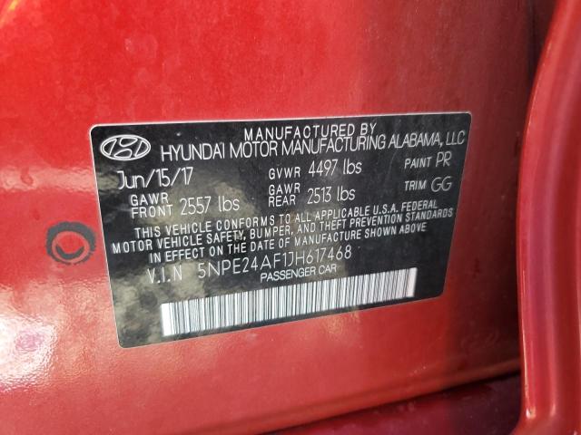 5NPE24AF1JH617468 - 2018 HYUNDAI SONATA SE أحمر صورة 12
