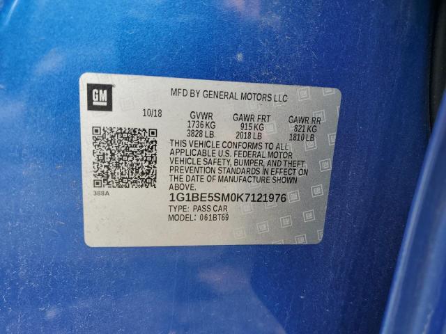 1G1BE5SM0K7121976 - 2019 CHEVROLET CRUZE LT BLUE photo 13