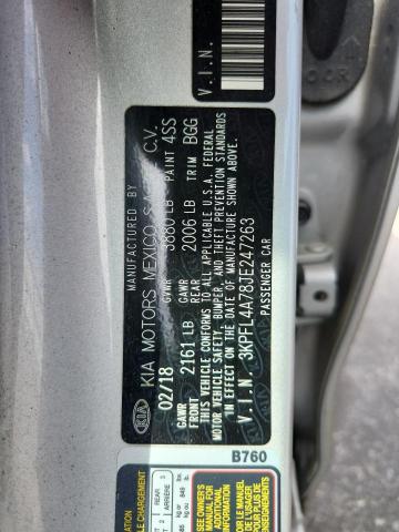 3KPFL4A78JE247263 - 2018 KIA FORTE LX SILVER photo 12