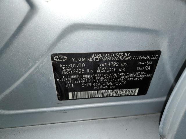 5NPEB4AC4BH045674 - 2011 HYUNDAI SONATA GLS SILVER photo 12