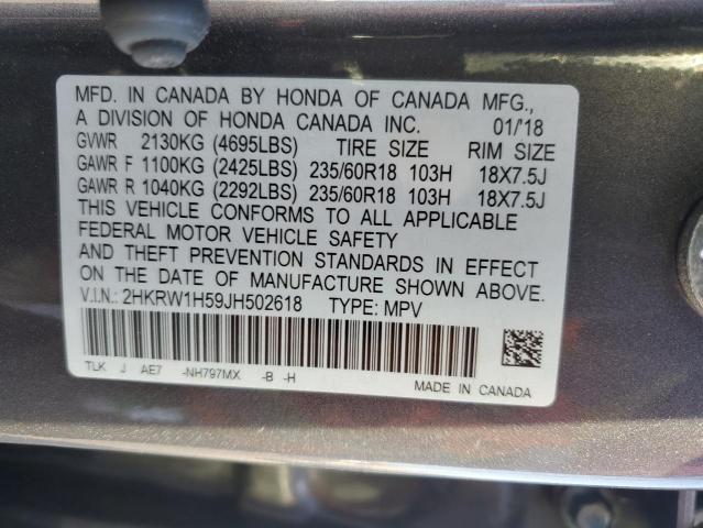 2HKRW1H59JH502618 - 2018 HONDA CR-V EX GRAY photo 13