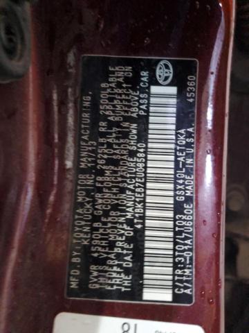 4T1BK1EB7EU085840 - 2014 TOYOTA AVALON BASE 栗色 照片 13