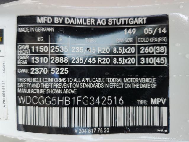 WDCGG5HB1FG342516 - 2015 MERCEDES-BENZ GLK 350 WHITE photo 14