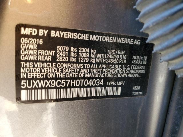 5UXWX9C57H0T04034 - 2017 BMW X3 XDRIVE28I SILVER photo 14