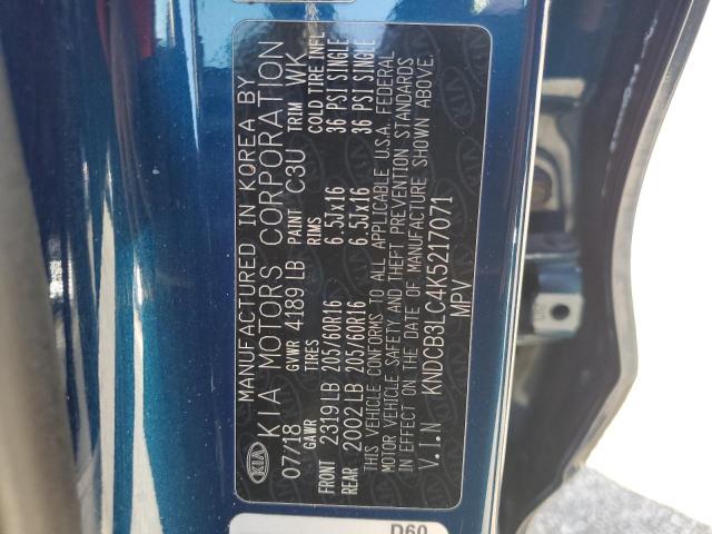 KNDCB3LC4K5217071 - 2019 KIA NIRO FE BLUE photo 12