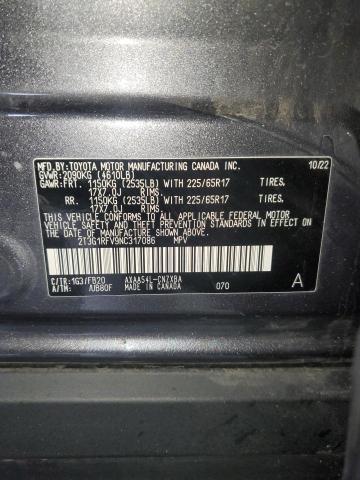 2T3G1RFV9NC317086 - 2022 TOYOTA RAV4 LE CHARCOAL photo 13