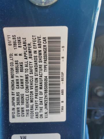 JHMZE2H78BS005054 - 2011 HONDA INSIGHT EX BLUE photo 12