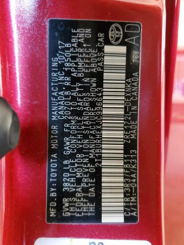 2T1BURHEXJC996643 - 2018 TOYOTA COROLLA L წითელი ფოტო 12