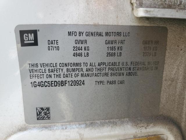 1G4GC5ED9BF120924 - 2011 BUICK LACROSSE CXL Biały zdjęcie 12