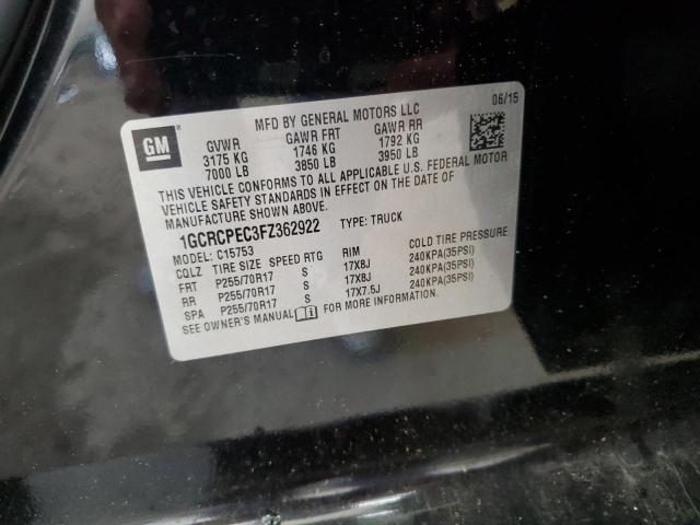 1GCRCPEC3FZ362922 - 2015 CHEVROLET SILVERADO C1500 黑色 照片 12