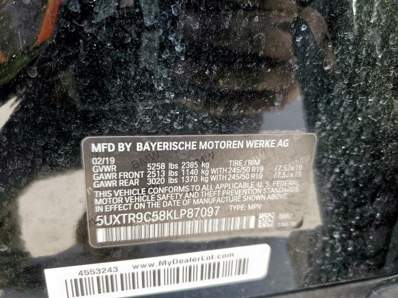 5UXTR9C58KLP87097 - 2019 BMW X3 XDRIVE30I Қара фото 13