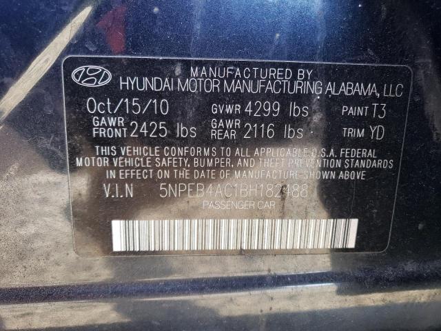 5NPEB4AC1BH182488 - 2011 HYUNDAI SONATA GLS BLUE photo 12