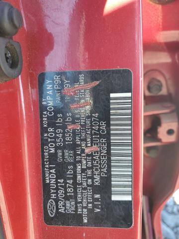 KMHCU5AE2EU174074 - 2014 HYUNDAI ACCENT GLS RED photo 12