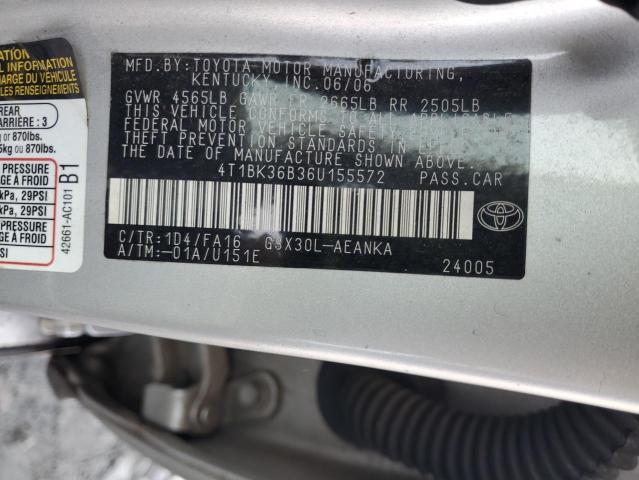 4T1BK36B36U155572 - 2006 TOYOTA AVALON XL ვერცხლისფერი ფოტო 13